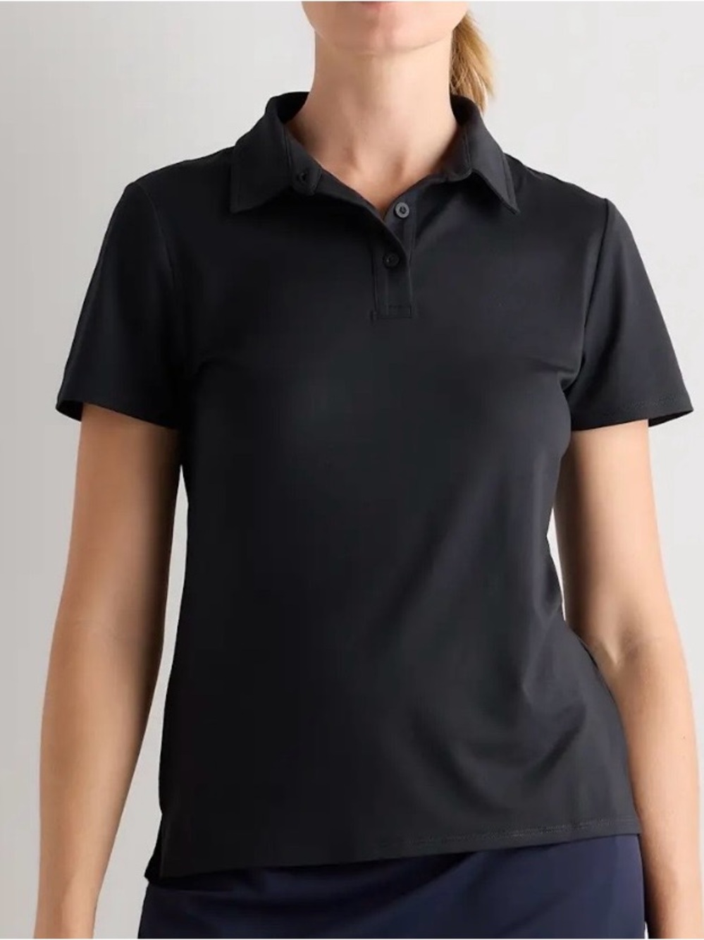 Quince Flowknit Breeze Short Sleeve Polo Black Small